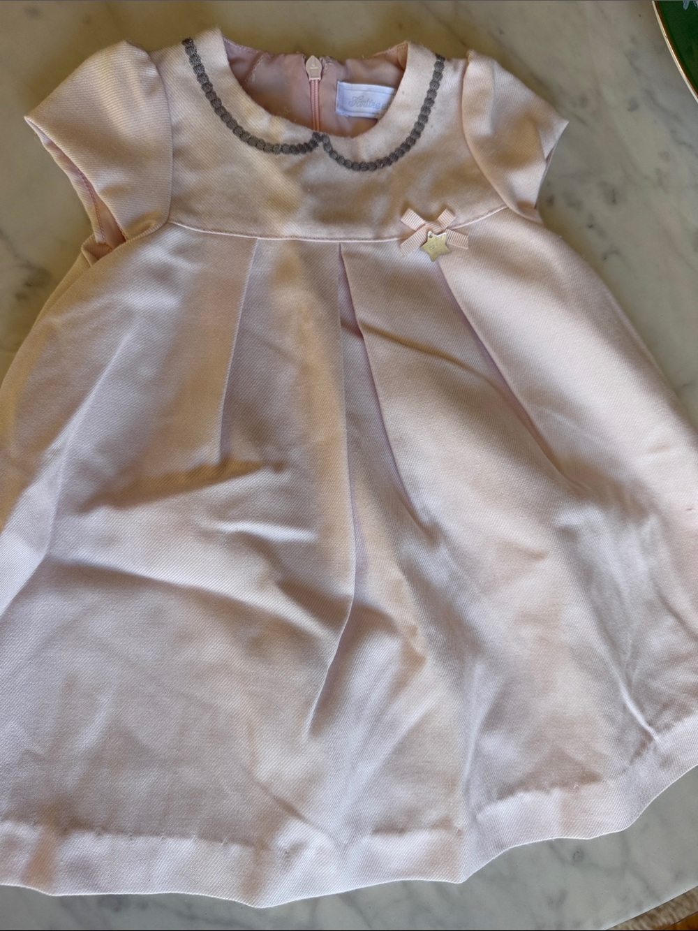 Tartine et Chocolat Pale Pink Embellished Bow-Detail Dress